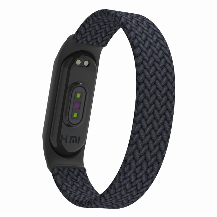 For Xiaomi Mi Band 5 / 4 / 3 / Huami Single Lap Braided Yarn + TPU Wrist Strap Watch Band, Size:L(Charcoal) - Watch Bands by buy2fix | Online Shopping UK | buy2fix