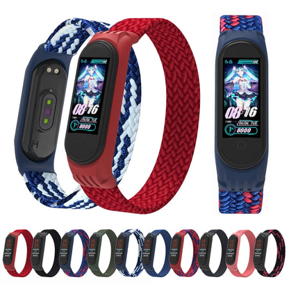 For Xiaomi Mi Band 5 / 4 / 3 / Huami Single Lap Braided Yarn + TPU Wrist Strap Watch Band, Size:L(Black) - Watch Bands by buy2fix | Online Shopping UK | buy2fix