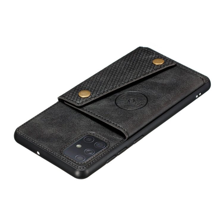 For Samsung Galaxy A52 5G / 4G Double Buckle PU + TPU Shockproof Magnetic Protective Case with Card Slot & Holder(Black) by buy2fix