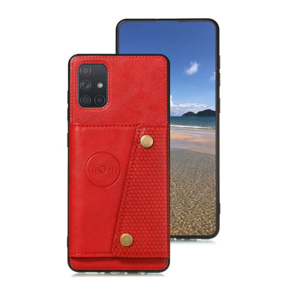 For Samsung Galaxy A72 5G / 4G Double Buckle PU + TPU Shockproof Magnetic Protective Case with Card Slot & Holder(Red) by buy2fix