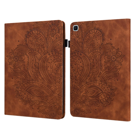 For Samsung Galaxy Tab S6 Lite P610 Peacock Embossed Pattern TPU + PU Horizontal Flip Leather Case with Holder & Card Slots & Wallet & Sleep / Wake-up Function(Brown) - Tab S6 Lite P610 / P615 by buy2fix | Online Shopping UK | buy2fix