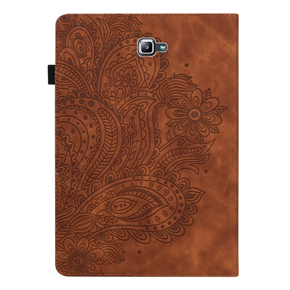 For Samsung Galaxy Tab A 10.1 (2016) T580 Peacock Embossed Pattern TPU + PU Horizontal Flip Leather Case with Holder & Card Slots & Wallet(Brown) - Tab A 10.1 by buy2fix | Online Shopping UK | buy2fix