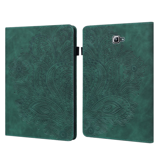 For Samsung Galaxy Tab A 10.1 (2016) T580 Peacock Embossed Pattern TPU + PU Horizontal Flip Leather Case with Holder & Card Slots & Wallet(Green)