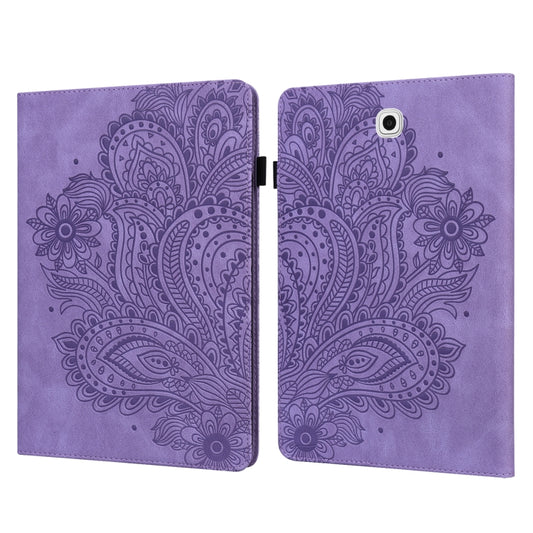 For Samsung Galaxy Tab S2 9.7 T815 Peacock Embossed Pattern TPU + PU Horizontal Flip Leather Case with Holder & Card Slots & Wallet(Purple) - Other Galaxy Tab PC by buy2fix | Online Shopping UK | buy2fix