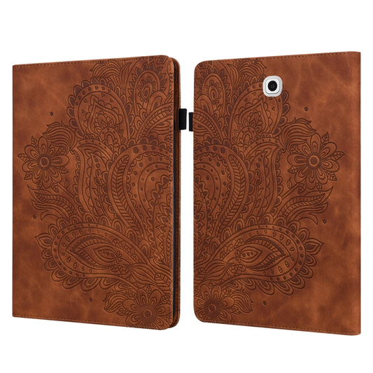 For Samsung Galaxy Tab S2 9.7 T815 Peacock Embossed Pattern TPU + PU Horizontal Flip Leather Case with Holder & Card Slots & Wallet(Brown) - Other Galaxy Tab PC by buy2fix | Online Shopping UK | buy2fix