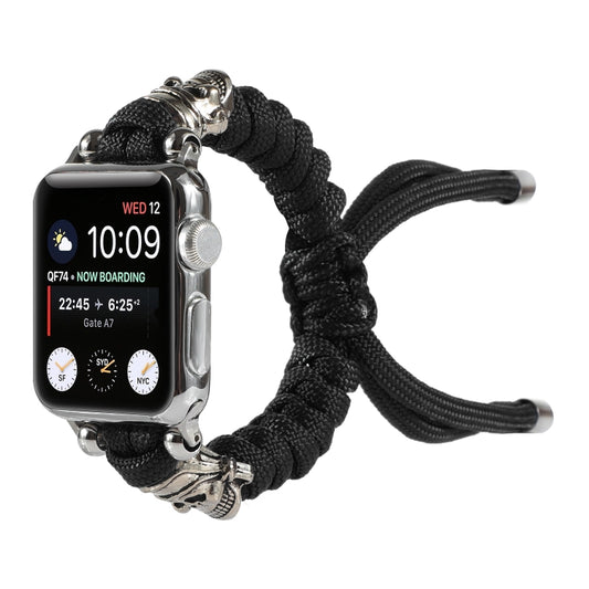 Skull Umbrella Cord Braided Watch Band For Apple Watch Series 7 45mm / 6 & SE & 5 & 4 44mm / 3 & 2 & 1 42mm(Black) by buy2fix