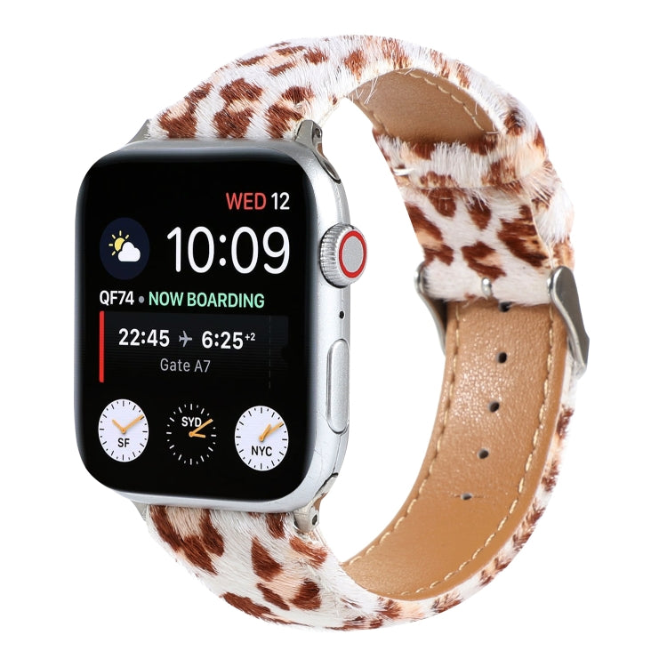 Horsehair Fluffy Leopard Print Leather Watch Band For Apple Watch Ultra 49mm&Watch Ultra 2 49mm / Series 9&8&7 45mm / SE 3&SE 2&6&SE&5&4 44mm / 3&2&1 42mm(2) by buy2fix