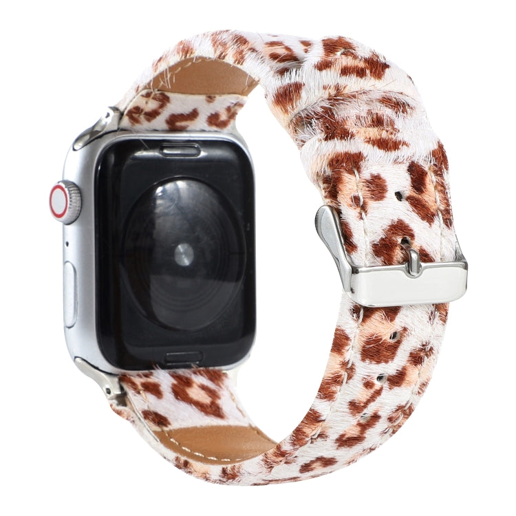 Horsehair Fluffy Leopard Print Leather Watch Band For Apple Watch Ultra 49mm&Watch Ultra 2 49mm / Series 9&8&7 45mm / SE 3&SE 2&6&SE&5&4 44mm / 3&2&1 42mm(2) by buy2fix