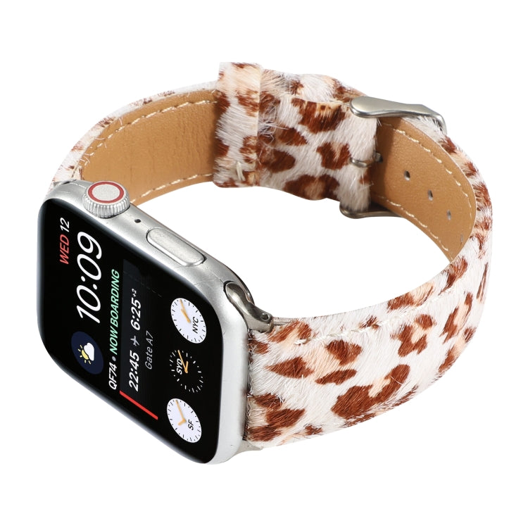 Horsehair Fluffy Leopard Print Leather Watch Band For Apple Watch Ultra 49mm&Watch Ultra 2 49mm / Series 9&8&7 45mm / SE 3&SE 2&6&SE&5&4 44mm / 3&2&1 42mm(2) by buy2fix
