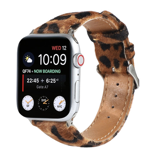 Horsehair Fluffy Leopard Print Leather Watch Band For Apple Watch Ultra 49mm&Watch Ultra 2 49mm / Series 9&8&7 45mm / SE 3&SE 2&6&SE&5&4 44mm / 3&2&1 42mm(3) - Watch Bands by buy2fix | Online Shopping UK | buy2fix