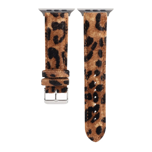 Horsehair Fluffy Leopard Print Leather Watch Band For Apple Watch Ultra 49mm&Watch Ultra 2 49mm / Series 9&8&7 45mm / SE 3&SE 2&6&SE&5&4 44mm / 3&2&1 42mm(3) - Watch Bands by buy2fix | Online Shopping UK | buy2fix