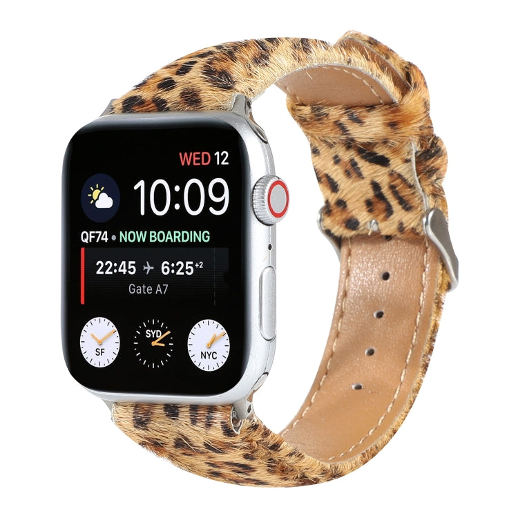 Horsehair Fluffy Leopard Print Leather Watch Band For Apple Watch Ultra 49mm&Watch Ultra 2 49mm / Series 9&8&7 45mm / SE 3&SE 2&6&SE&5&4 44mm / 3&2&1 42mm(5) by buy2fix