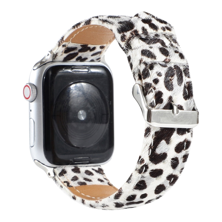 Horsehair Fluffy Leopard Print Leather Watch Band For Apple Watch Series 7 45mm / 6 & SE & 5 & 4 44mm / 3 & 2 & 1 42mm(6) by buy2fix