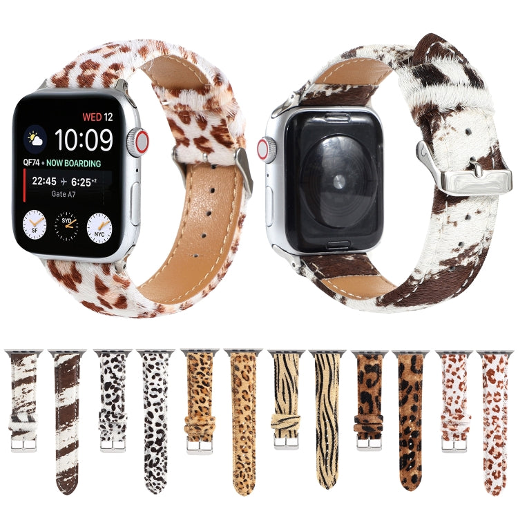 Horsehair Fluffy Leopard Print Leather Watch Band For Apple Watch Ultra 49mm&Watch Ultra 2 49mm / Series 9&8&7 45mm / SE 3&SE 2&6&SE&5&4 44mm / 3&2&1 42mm(2) by buy2fix