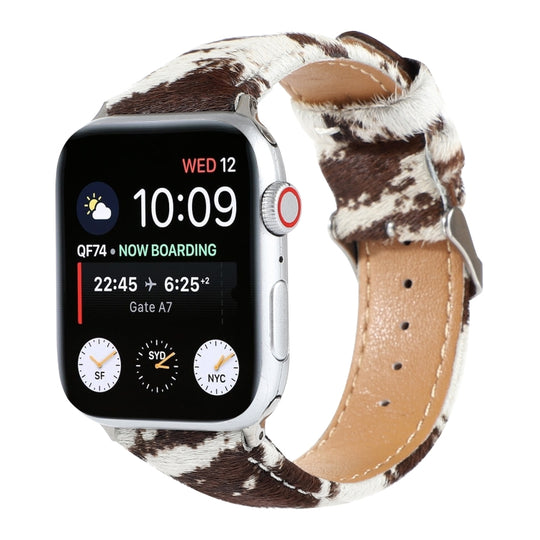 Horsehair Fluffy Leopard Print Leather Watch Band For Apple Watch Series 9&8&7 41mm / SE 3&SE 2&6&SE&5&4 40mm / 3&2&1 38mm(1)