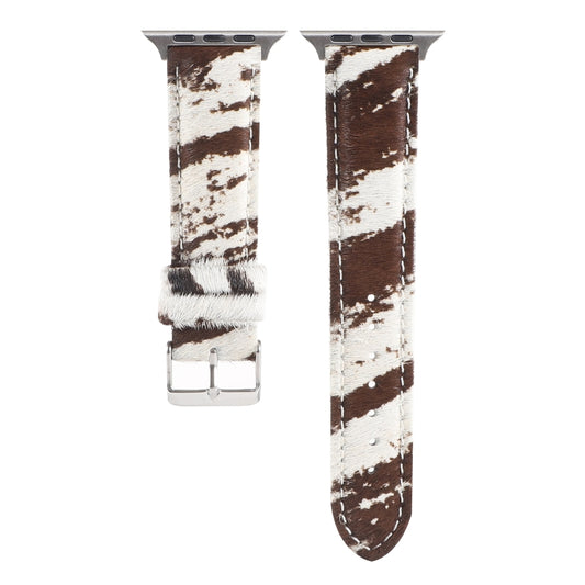 Horsehair Fluffy Leopard Print Leather Watch Band For Apple Watch Series 9&8&7 41mm / SE 3&SE 2&6&SE&5&4 40mm / 3&2&1 38mm(1) - Watch Bands by buy2fix | Online Shopping UK | buy2fix