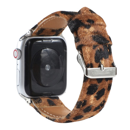 Horsehair Fluffy Leopard Print Leather Watch Band For Apple Watch Series 7 41mm / 6 & SE & 5 & 4 40mm / 3 & 2 & 1 38mm(3) - Watch Bands by buy2fix | Online Shopping UK | buy2fix