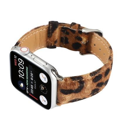 Horsehair Fluffy Leopard Print Leather Watch Band For Apple Watch Series 7 41mm / 6 & SE & 5 & 4 40mm / 3 & 2 & 1 38mm(3) - Watch Bands by buy2fix | Online Shopping UK | buy2fix