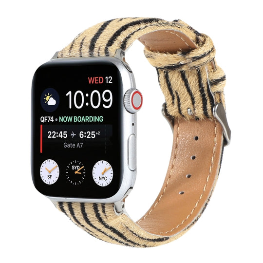 Horsehair Fluffy Leopard Print Leather Watch Band For Apple Watch Series 9&8&7 41mm / SE 3&SE 2&6&SE&5&4 40mm / 3&2&1 38mm(4)