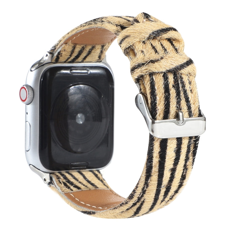 Horsehair Fluffy Leopard Print Leather Watch Band For Apple Watch Series 9&8&7 41mm / SE 3&SE 2&6&SE&5&4 40mm / 3&2&1 38mm(4) - Watch Bands by buy2fix | Online Shopping UK | buy2fix