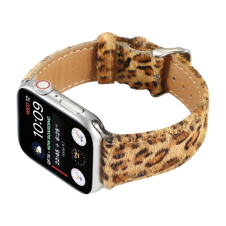 Horsehair Fluffy Leopard Print Leather Watch Band For Apple Watch Series 7 41mm / 6 & SE & 5 & 4 40mm / 3 & 2 & 1 38mm(5) by buy2fix