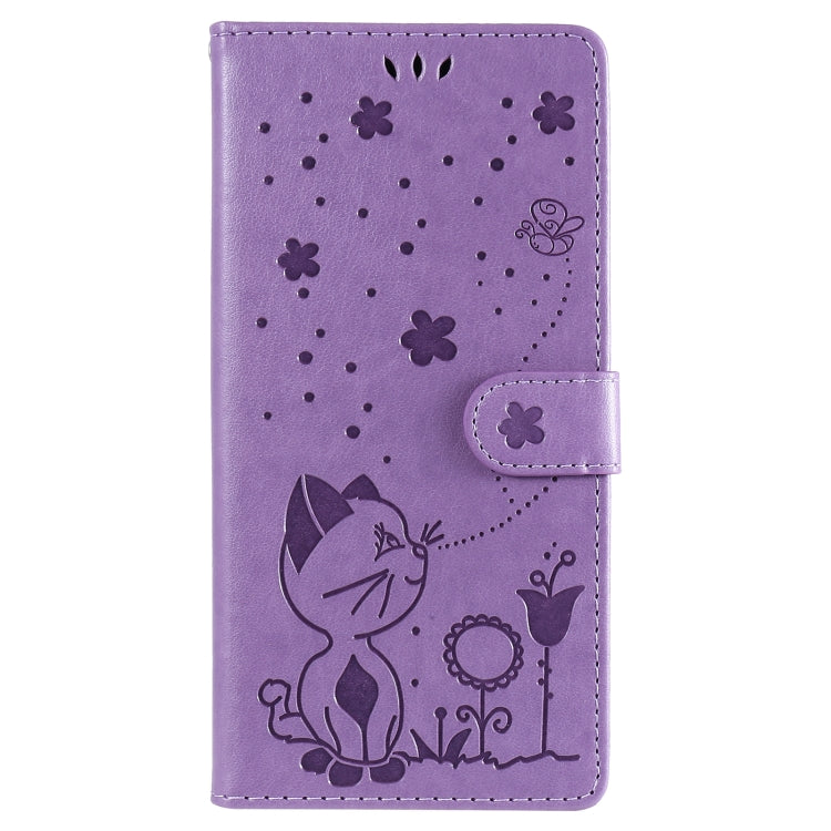 For Huawei Y9a Cat Bee Embossing Pattern Shockproof Horizontal Flip Leather Case with Holder & Card Slots & Wallet(Purple) - Huawei Cases by buy2fix | Online Shopping UK | buy2fix