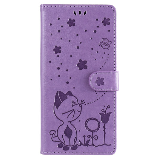 For Huawei Y9a Cat Bee Embossing Pattern Shockproof Horizontal Flip Leather Case with Holder & Card Slots & Wallet(Purple) - Huawei Cases by buy2fix | Online Shopping UK | buy2fix