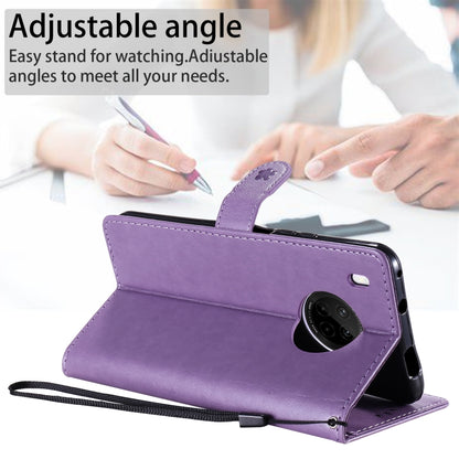 For Huawei Y9a Cat Bee Embossing Pattern Shockproof Horizontal Flip Leather Case with Holder & Card Slots & Wallet(Purple) - Huawei Cases by buy2fix | Online Shopping UK | buy2fix