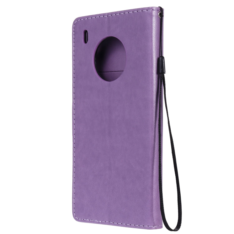 For Huawei Y9a Cat Bee Embossing Pattern Shockproof Horizontal Flip Leather Case with Holder & Card Slots & Wallet(Purple) - Huawei Cases by buy2fix | Online Shopping UK | buy2fix