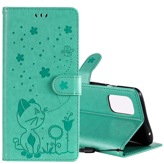 For OnePlus 8T Cat Bee Embossing Pattern Shockproof Horizontal Flip Leather Case with Holder & Card Slots & Wallet(Green) - OnePlus Cases by buy2fix | Online Shopping UK | buy2fix