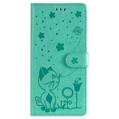 For OnePlus 8T Cat Bee Embossing Pattern Shockproof Horizontal Flip Leather Case with Holder & Card Slots & Wallet(Green) - OnePlus Cases by buy2fix | Online Shopping UK | buy2fix