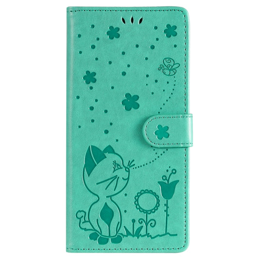 For OnePlus 8T Cat Bee Embossing Pattern Shockproof Horizontal Flip Leather Case with Holder & Card Slots & Wallet(Green) - OnePlus Cases by buy2fix | Online Shopping UK | buy2fix