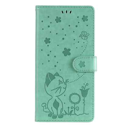 For OnePlus Nord N10 5G Cat Bee Embossing Pattern Shockproof Horizontal Flip Leather Case with Holder & Card Slots & Wallet(Green) - OnePlus Cases by buy2fix | Online Shopping UK | buy2fix
