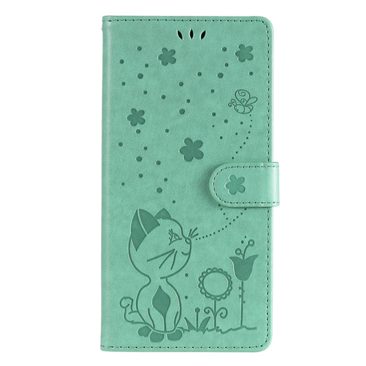 For OnePlus Nord N10 5G Cat Bee Embossing Pattern Shockproof Horizontal Flip Leather Case with Holder & Card Slots & Wallet(Green) - OnePlus Cases by buy2fix | Online Shopping UK | buy2fix