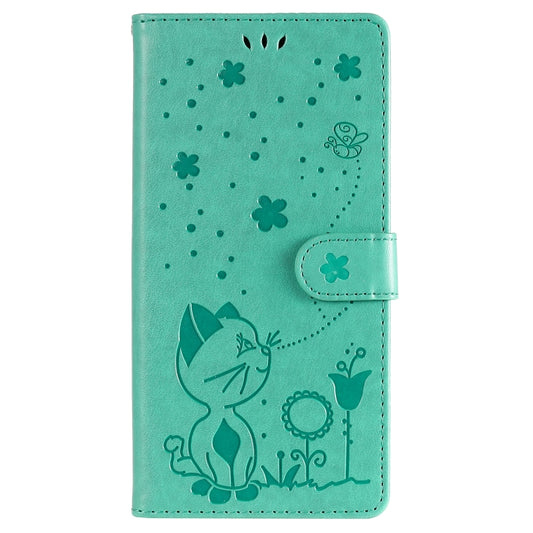For OnePlus Nord N100 5G Cat Bee Embossing Pattern Shockproof Horizontal Flip Leather Case with Holder & Card Slots & Wallet(Green) - OnePlus Cases by buy2fix | Online Shopping UK | buy2fix