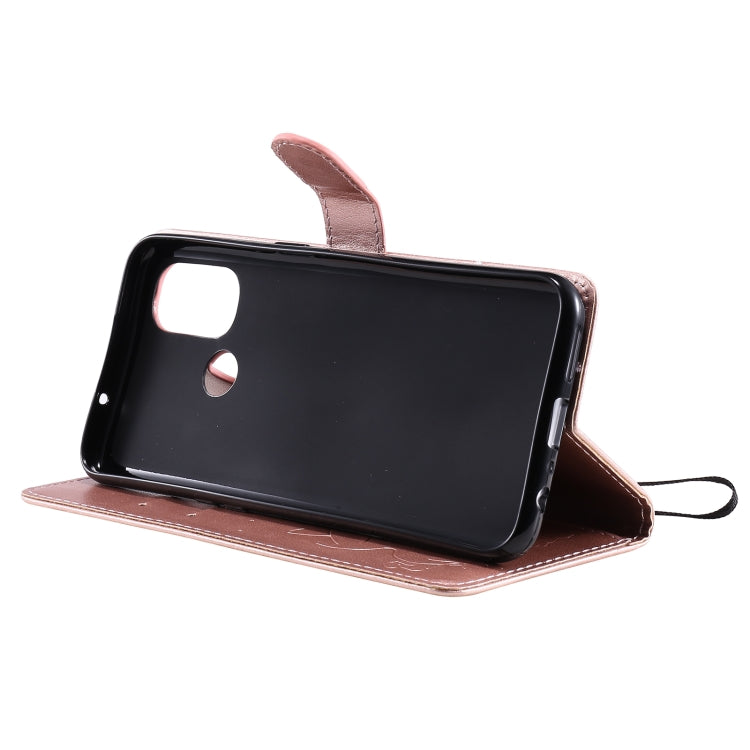 For OnePlus Nord N100 5G Cat Bee Embossing Pattern Shockproof Horizontal Flip Leather Case with Holder & Card Slots & Wallet(Rose Gold) - OnePlus Cases by buy2fix | Online Shopping UK | buy2fix