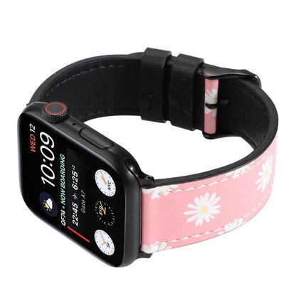 Printed Leather Watch Band For Apple Watch Series 7 45mm / 6 & SE & 5 & 4 44mm / 3 & 2 & 1 42mm(C) by buy2fix