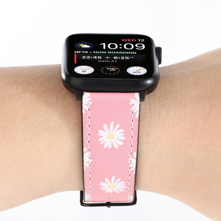 Printed Leather Watch Band For Apple Watch Series 7 45mm / 6 & SE & 5 & 4 44mm / 3 & 2 & 1 42mm(C) by buy2fix