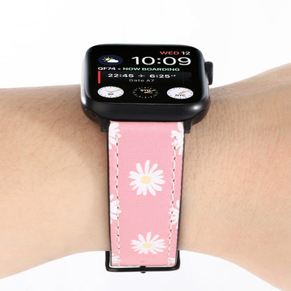 Printed Leather Watch Band For Apple Watch Series 7 45mm / 6 & SE & 5 & 4 44mm / 3 & 2 & 1 42mm(C) by buy2fix