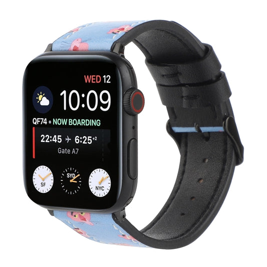 Printed Leather Watch Band For Apple Watch Series 7 45mm / 6 & SE & 5 & 4 44mm / 3 & 2 & 1 42mm(D) by buy2fix