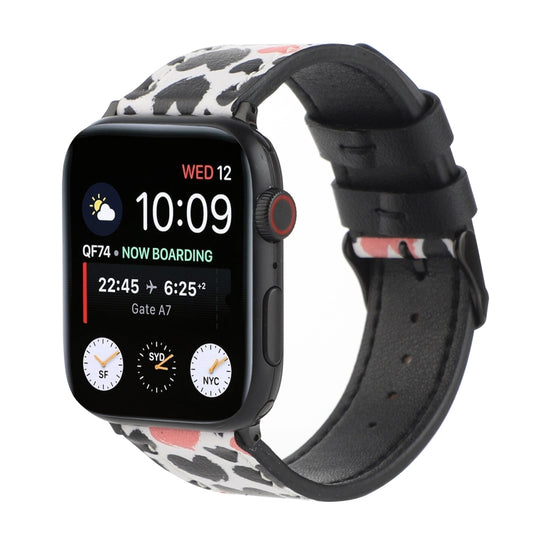 Printed Leather Watch Band For Apple Watch Ultra 49mm&Watch Ultra 2 49mm / Series 9&8&7 45mm / SE 3&SE 2&6&SE&5&4 44mm / 3&2&1 42mm(G) - Watch Bands by buy2fix | Online Shopping UK | buy2fix