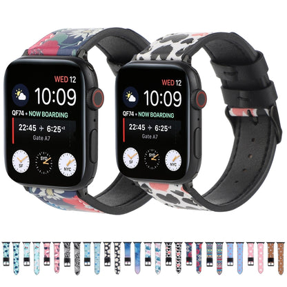 Printed Leather Watch Band For Apple Watch Series 7 45mm / 6 & SE & 5 & 4 44mm / 3 & 2 & 1 42mm(C) by buy2fix