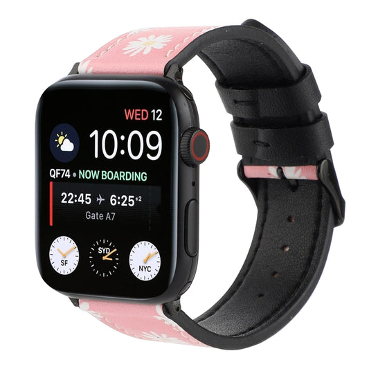 Printed Leather Watch Band For Apple Watch Series 9&8&7 41mm / SE 3&SE 2&6&SE&5&4 40mm / 3&2&1 38mm(C) - Watch Bands by buy2fix | Online Shopping UK | buy2fix