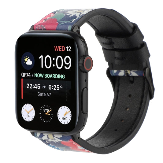 Printed Leather Watch Band For Apple Watch Series 9&8&7 41mm / SE 3&SE 2&6&SE&5&4 40mm / 3&2&1 38mm(F) - Watch Bands by buy2fix | Online Shopping UK | buy2fix