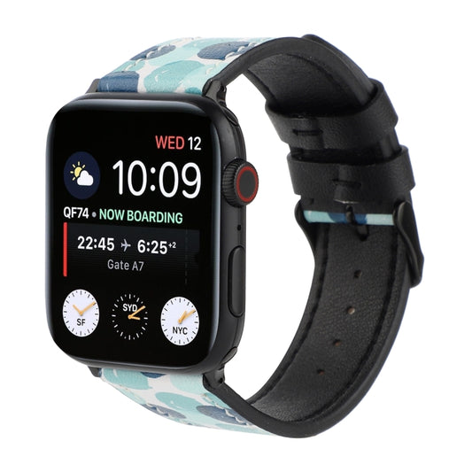 Printed Leather Watch Band For Apple Watch Series 9&8&7 41mm / SE 3&SE 2&6&SE&5&4 40mm / 3&2&1 38mm(H) - Watch Bands by buy2fix | Online Shopping UK | buy2fix