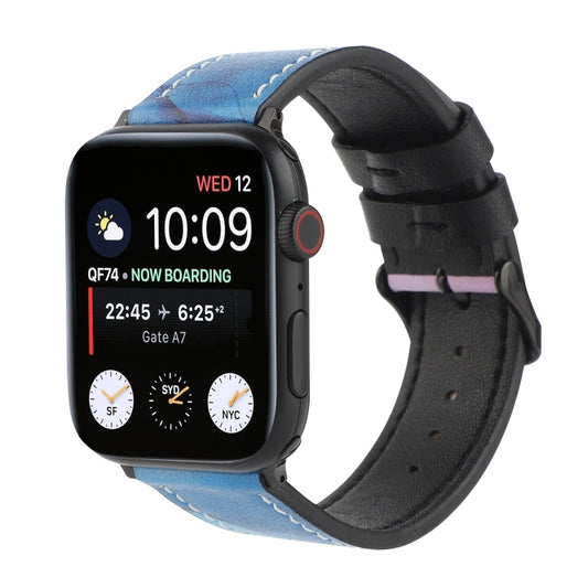Printed Leather Watch Band For Apple Watch Series 9&8&7 41mm / SE 3&SE 2&6&SE&5&4 40mm / 3&2&1 38mm(I) - Watch Bands by buy2fix | Online Shopping UK | buy2fix