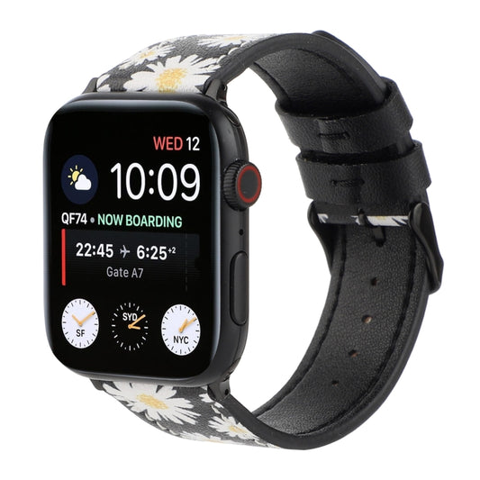 Printed Leather Watch Band For Apple Watch Series 9&8&7 41mm / SE 3&SE 2&6&SE&5&4 40mm / 3&2&1 38mm(J) - Watch Bands by buy2fix | Online Shopping UK | buy2fix