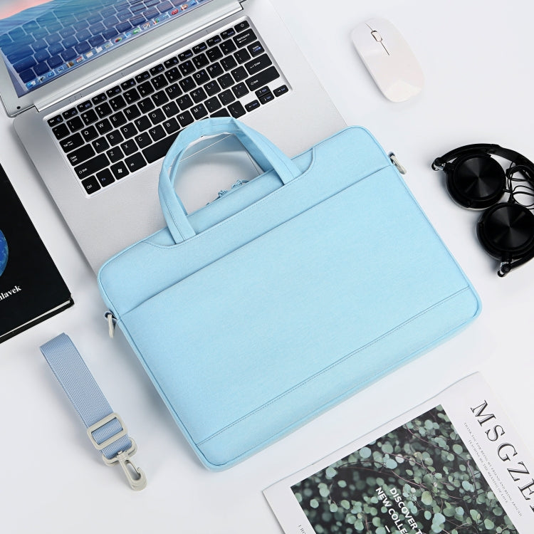 For 13.3-14 inch Laptop Multi-function Laptop Single Shoulder Bag Handbag(Light Blue) by buy2fix