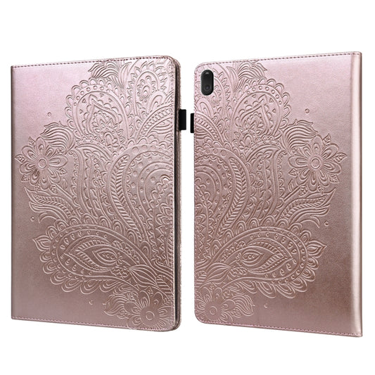 For Lenovo E10 Peacock Embossed Pattern TPU + PU Horizontal Flip Leather Case with Holder & Card Slots & Wallet & Sleep / Wake-up Function(Rose Gold) - Lenovo by buy2fix | Online Shopping UK | buy2fix