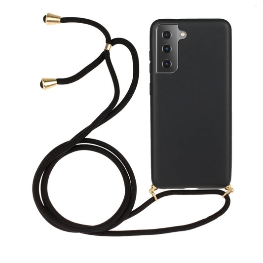 For Samsung Galaxy S21 5G Wheat Straw Material + TPU Protective Case with Lanyard(Black) - Galaxy S21 5G Cases by buy2fix | Online Shopping UK | buy2fix